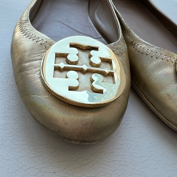 Tory Burch Gold Reva Flats - Picture 7 of 10